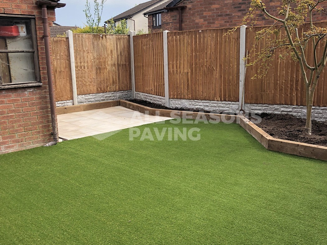 photo of artificial lawn and landscaping done in preston, lancashire