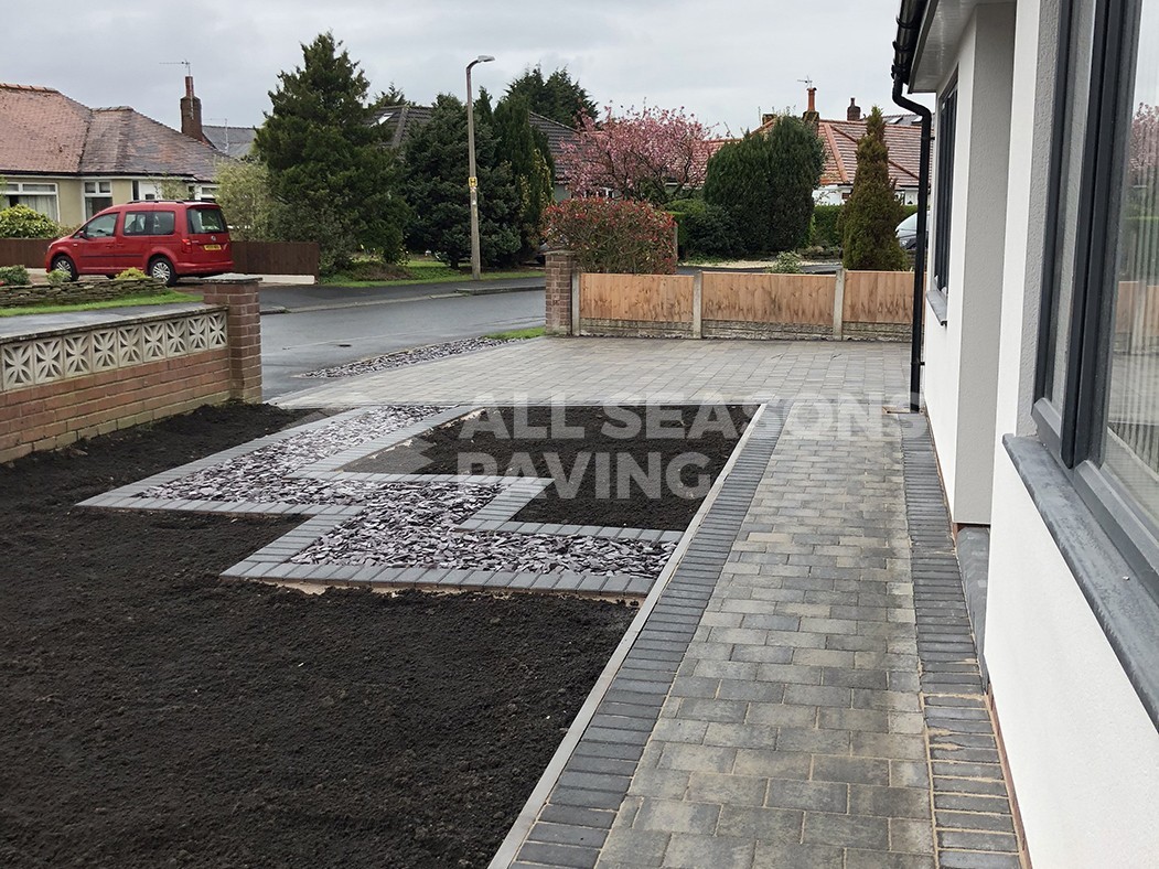 Side view of Block Paving Driveway and Landscaped front garden in Preston, Lancashire