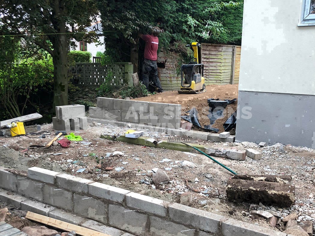 Before process of Block Paving Indian Sandstone in Preston, Lancashire