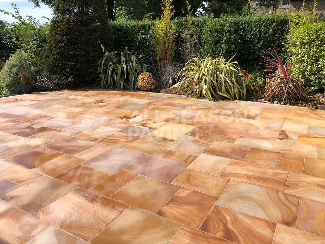 Wide shot of Indian Sandstone Block Paving in Preston, Lancashire
