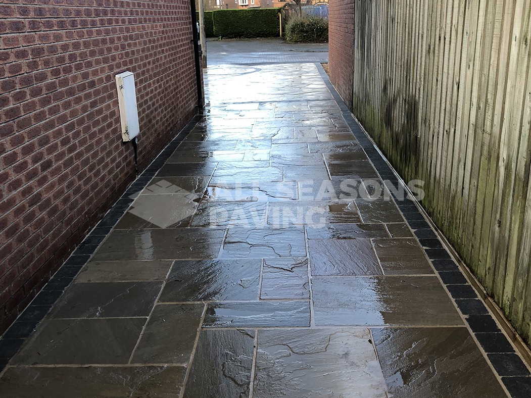 street view indian sandstone framed driveway preston, lancashire
