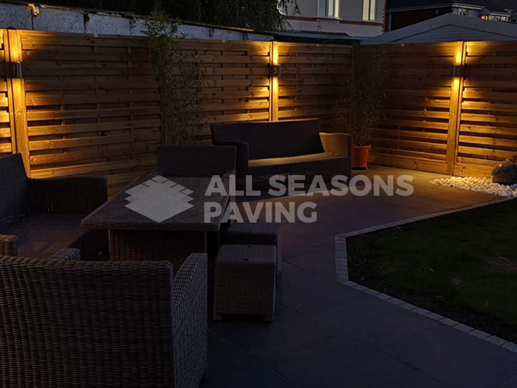 Anthracite Porcelain Patio in Preston at night