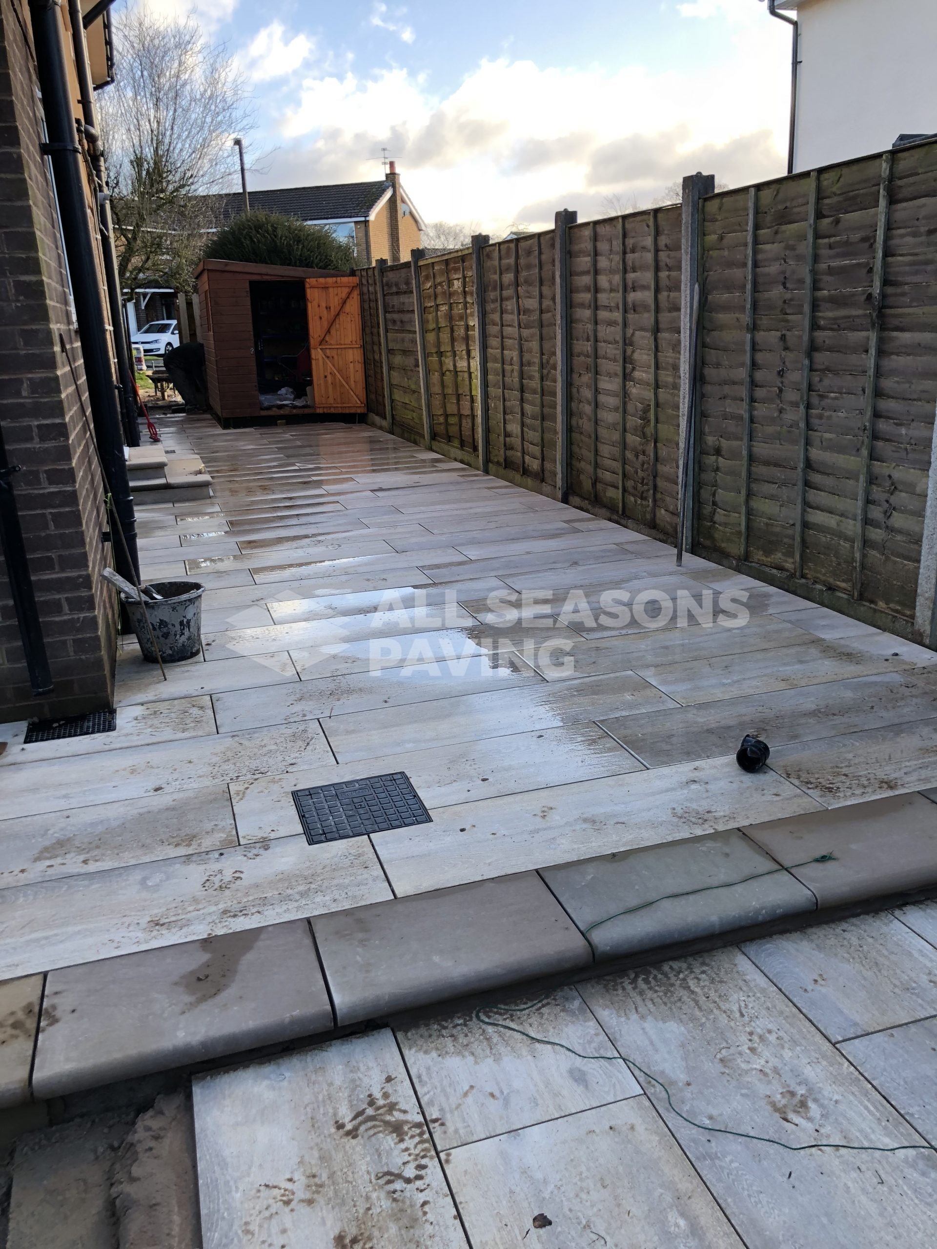 nearly complete porcelain patio wood effect in leyland, near preston