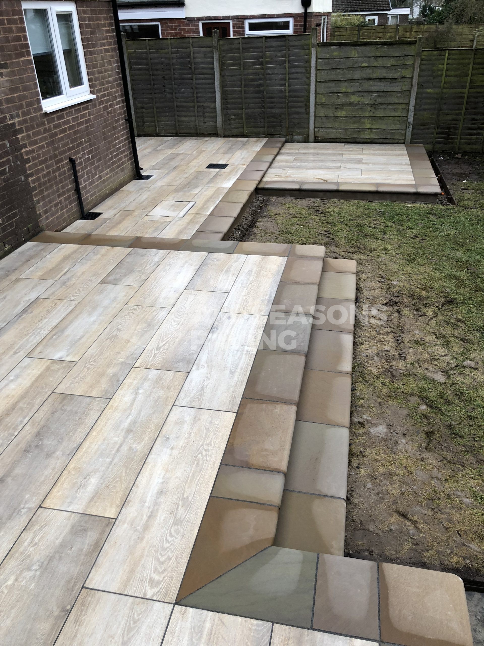 whole view of porcelain patio wood effect in leyland, near preston
