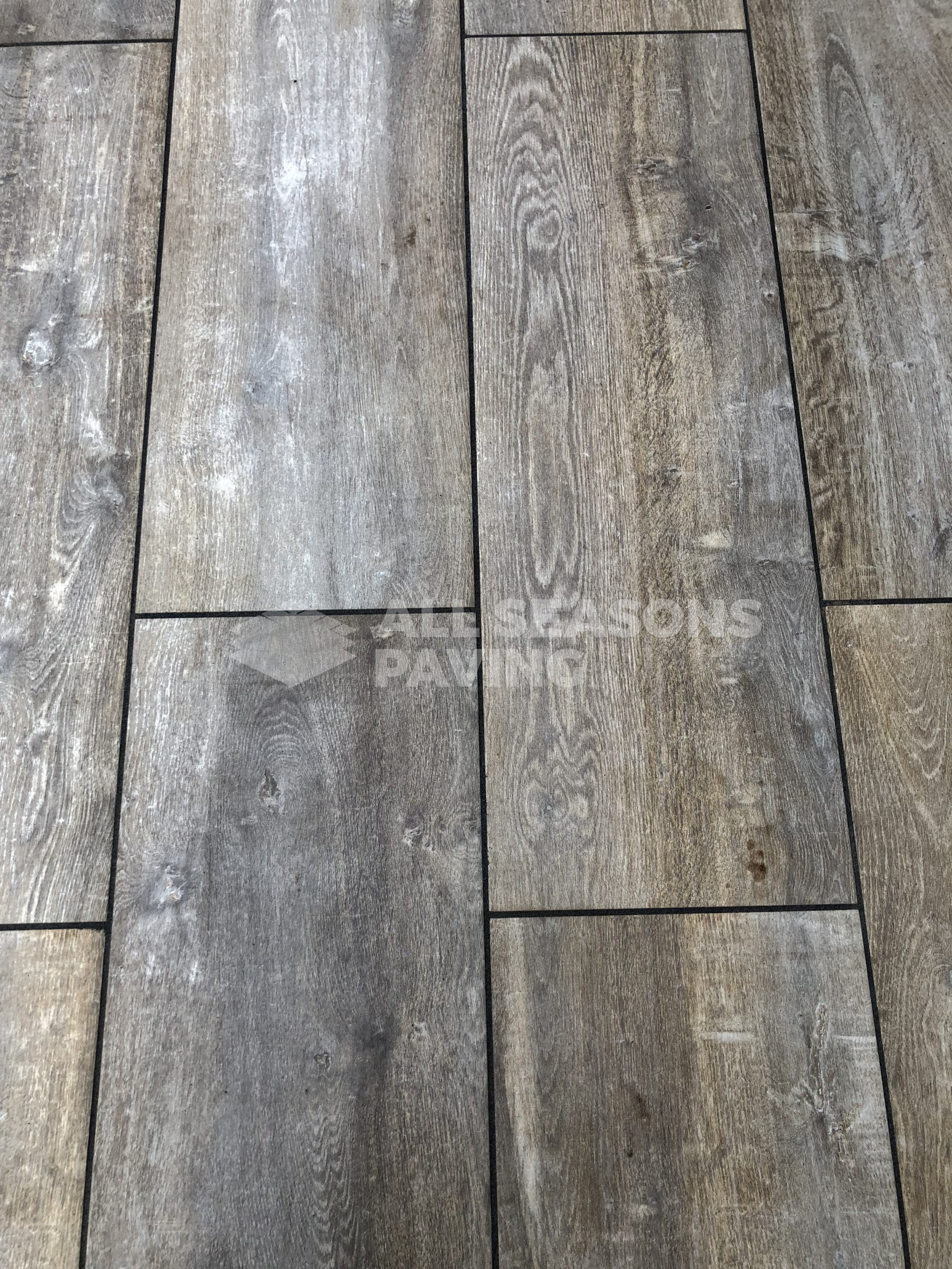 close up of the wood effect on porcelain patio in leyland, near preston