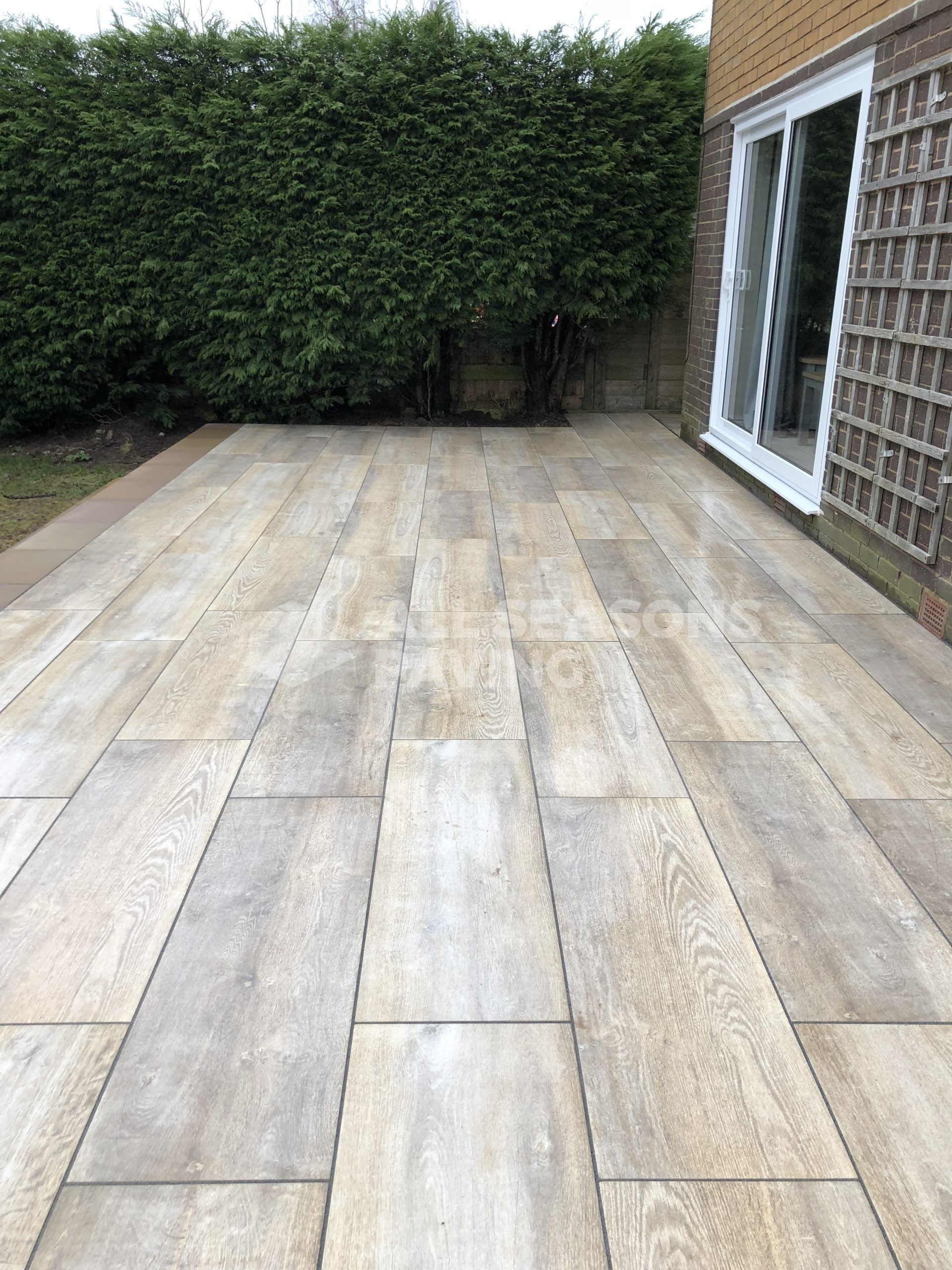 back garden porcelain patio wood effect in leyland, near preston