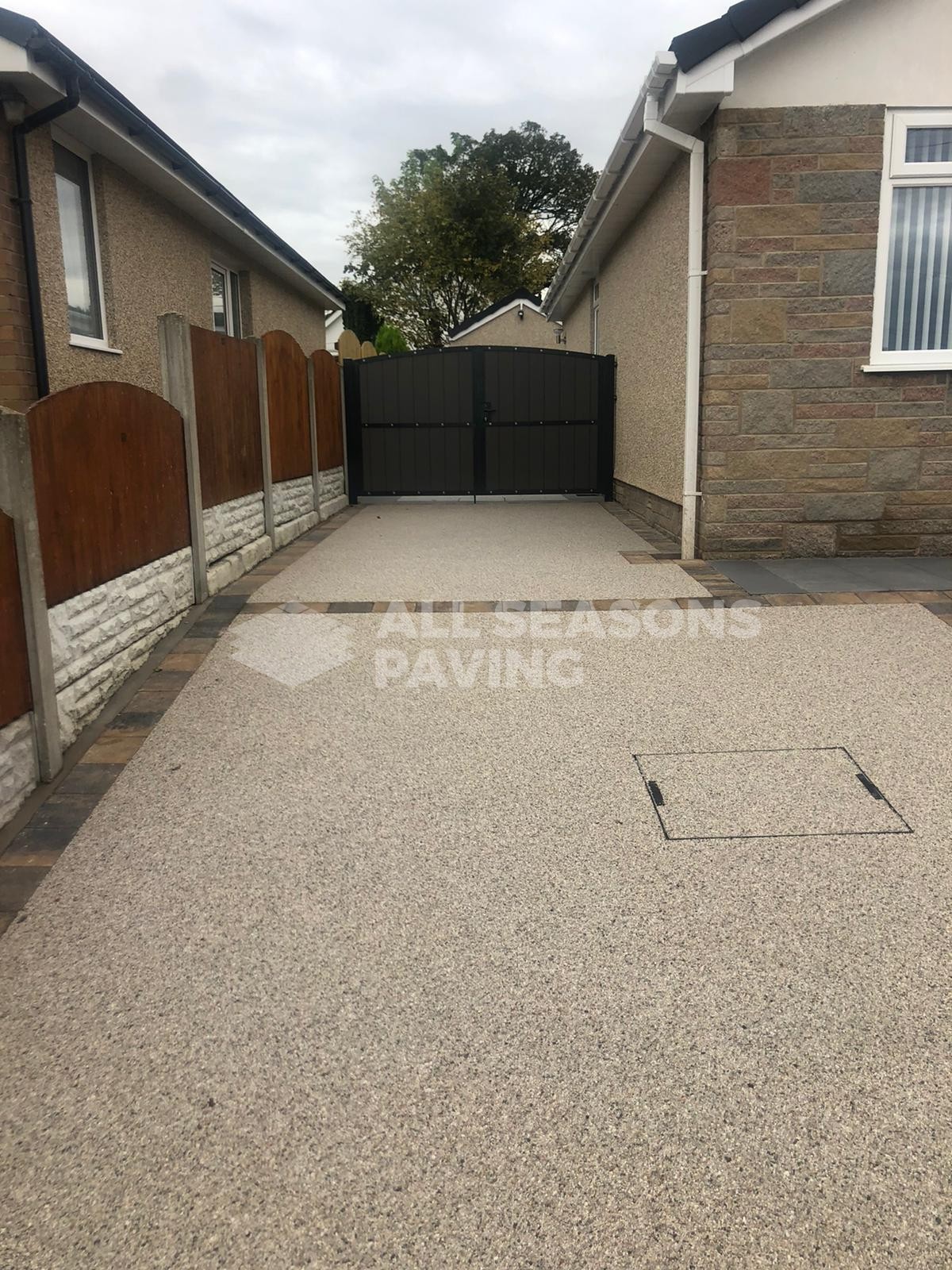 Resin Bound Driveway Pearl Quartz leading to back garden in Preston, Lancashire