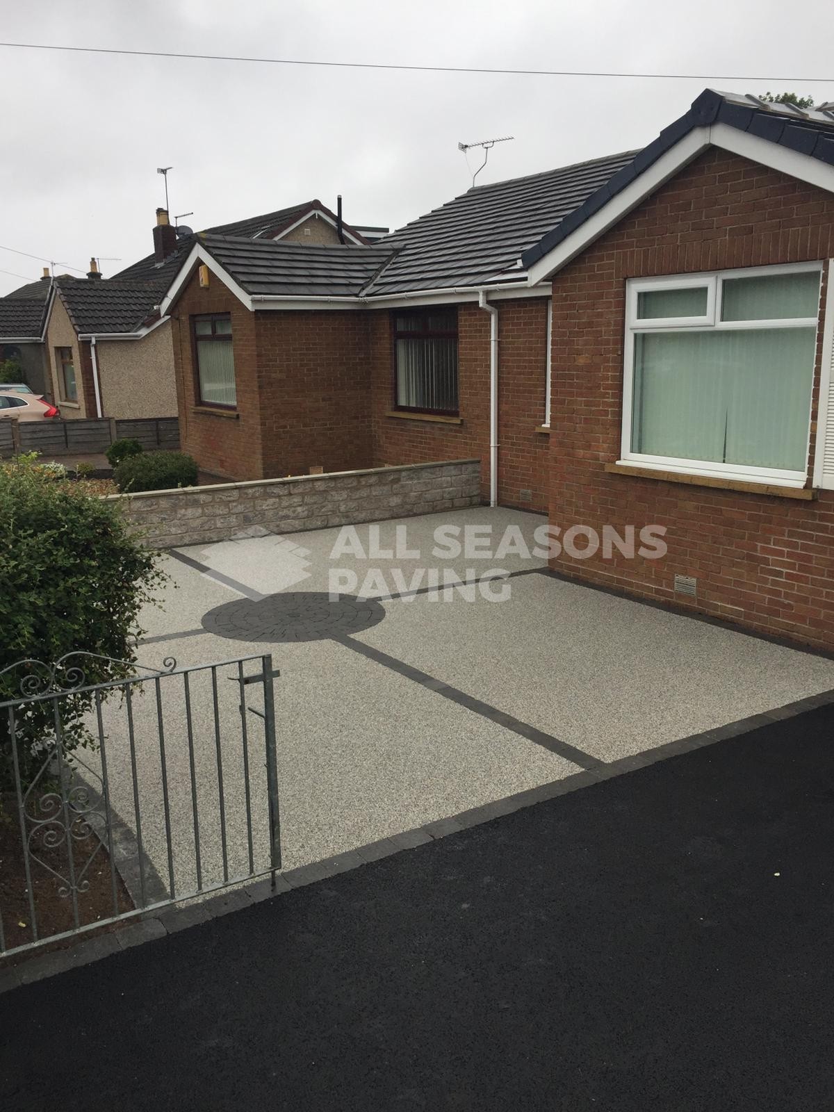 Silver quartz resin tarmac driveway portrait view in Preston, Lancashire