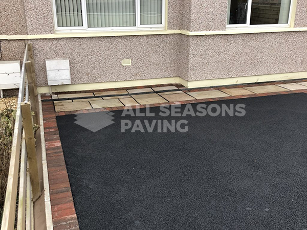 Corner of Tarmac Driveway with Indian Sandstone in Preston, Lancashire