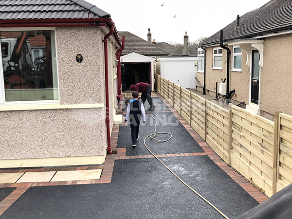 Alley view of Tarmac Driveway with Indian Sandstone in Preston, Lancashire