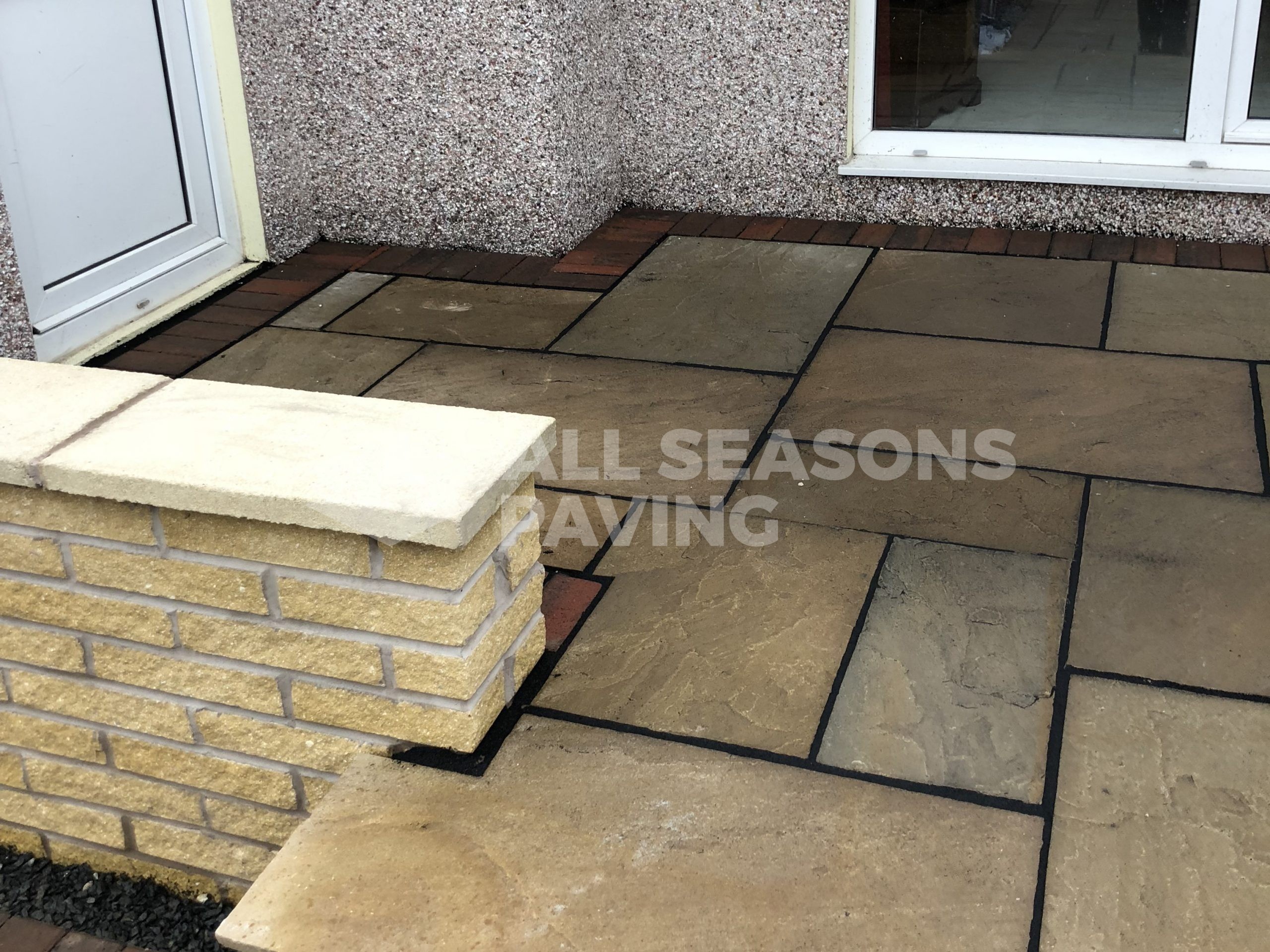 Indian Sandstone near house door of Tarmac Driveway job in Preston, Lancashire