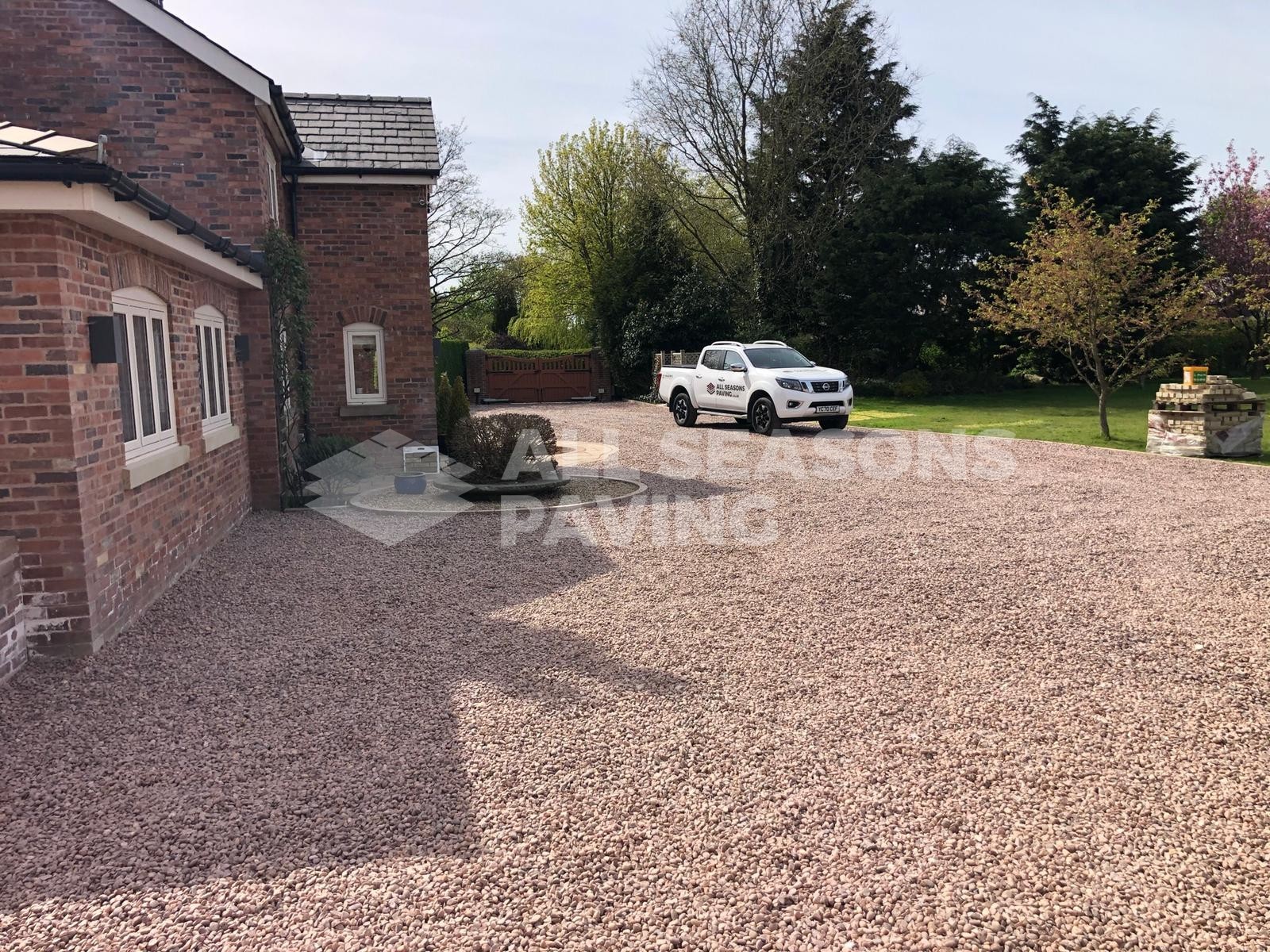 van on completed driveway installation