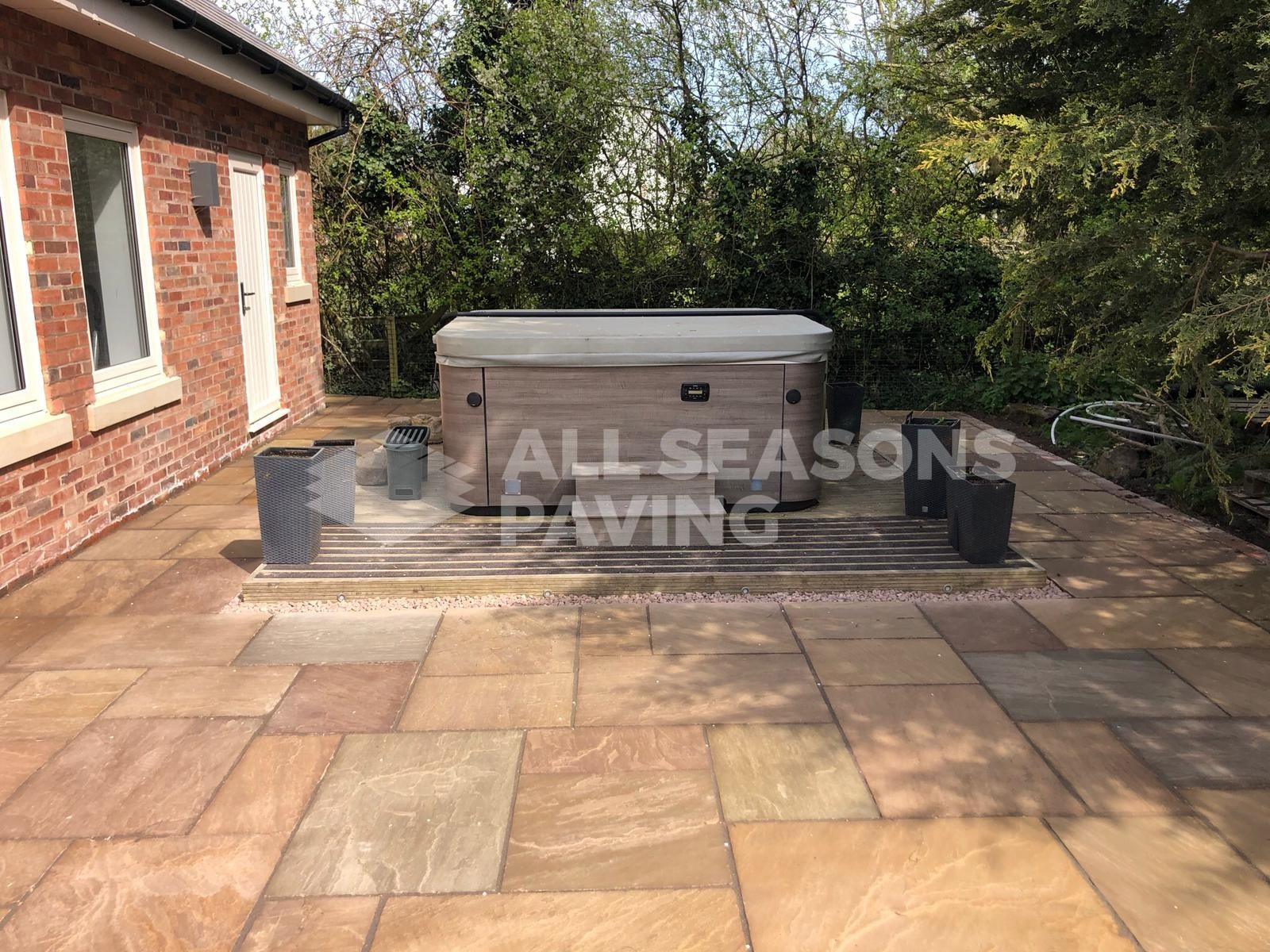 Indian Stone Patio with hot tub