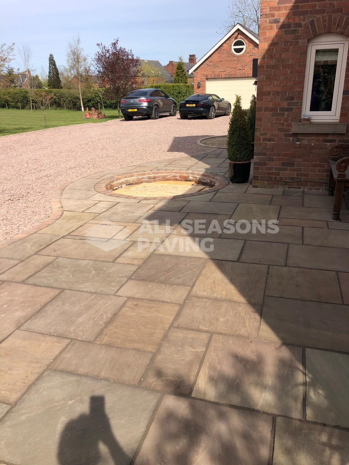 Indian Stone with Decorative Aggregate Driveway and Kerbing in Leyland