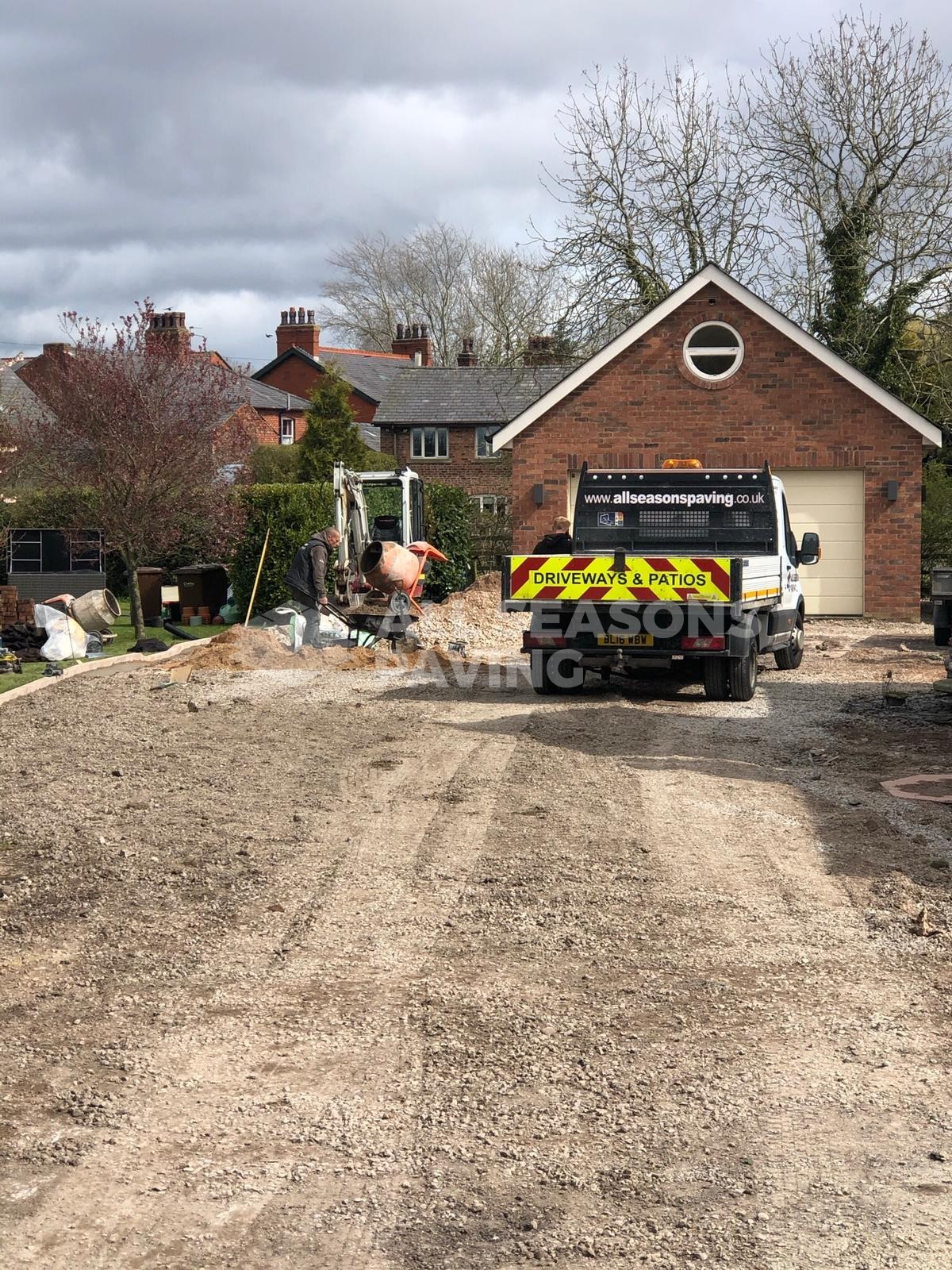 View of preparation for new Driveway and Kerbing in Leyland