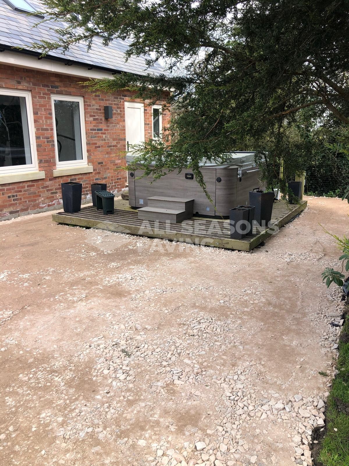 View of new patio being prepared in Leyland