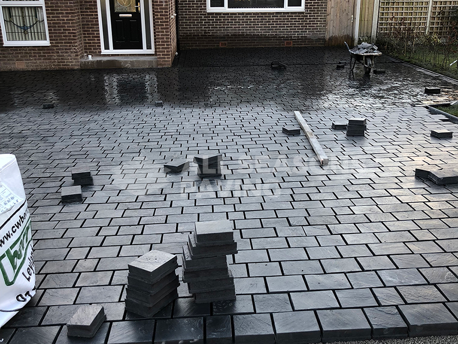 Close up of freshly paved block paving in Leyland driveway