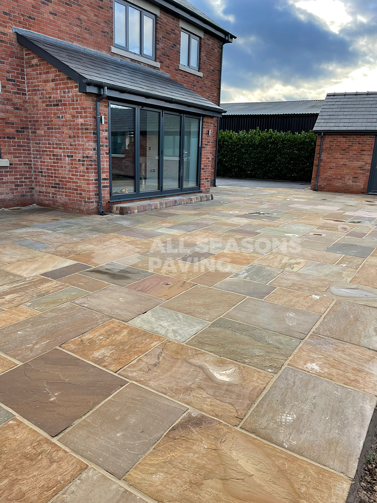 Indian stone patio installation