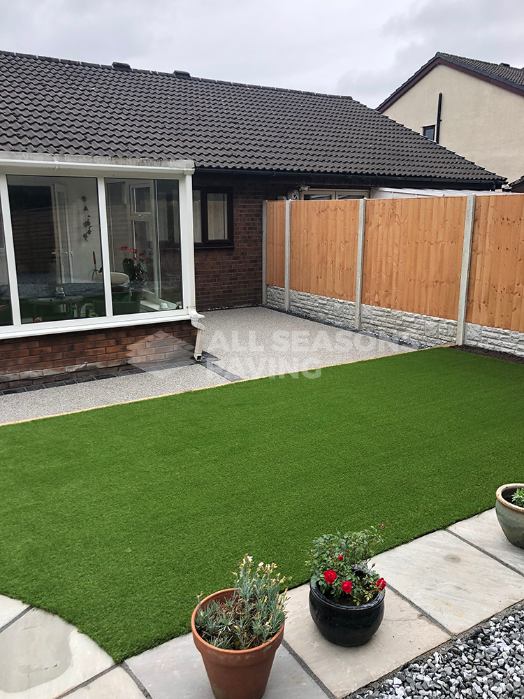Resin bound driveway, showing landscaping side, Lostock Hall, Preston
