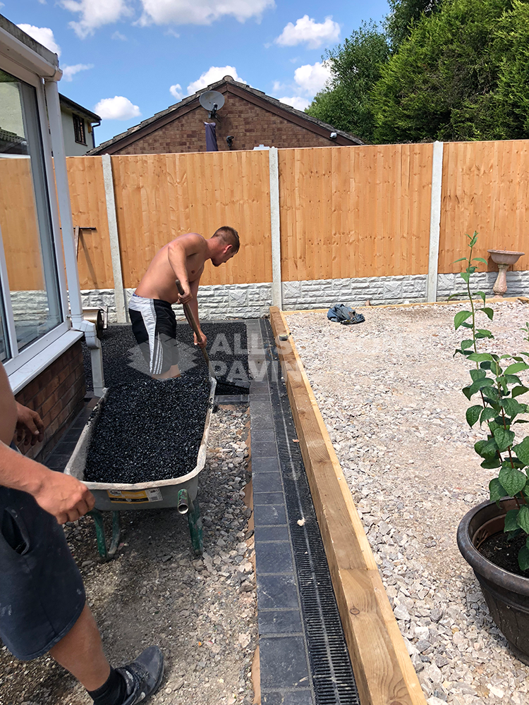 Resin driveway project, tarmac being laid, Preston, Lancashire