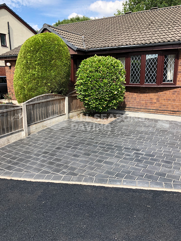 Side view of paving completed with resin bound driveway in Preston, Lancashire