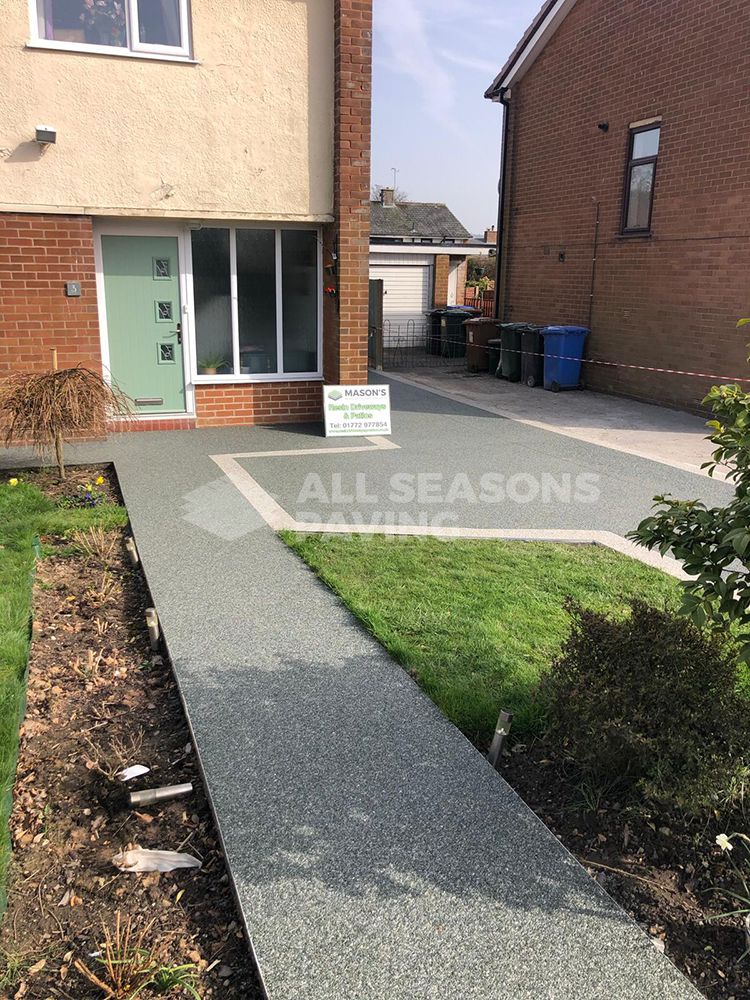 front garden view slate grey resin driveway