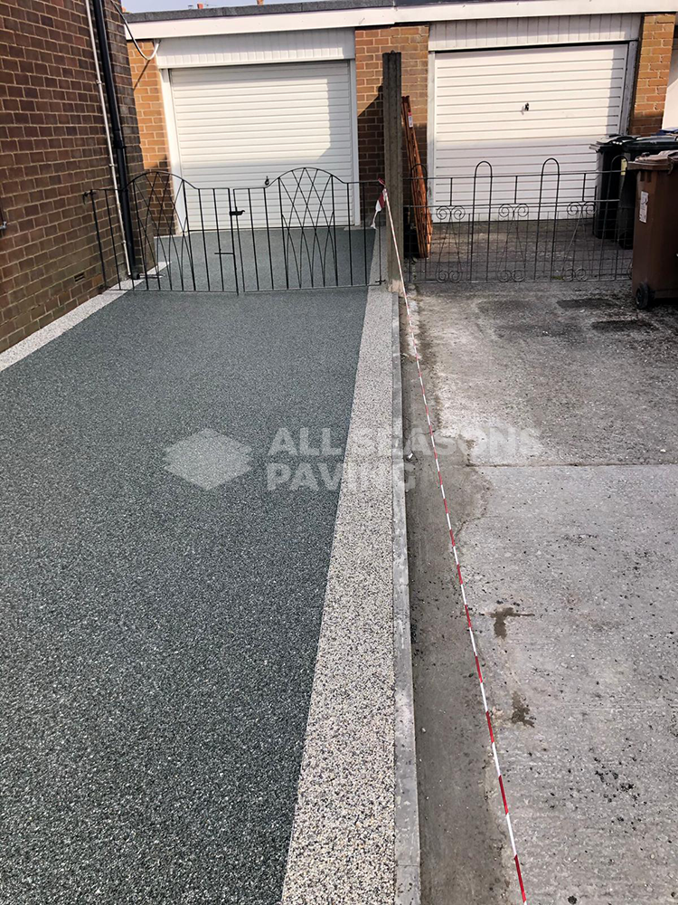 garage view slate grey resin bound driveway