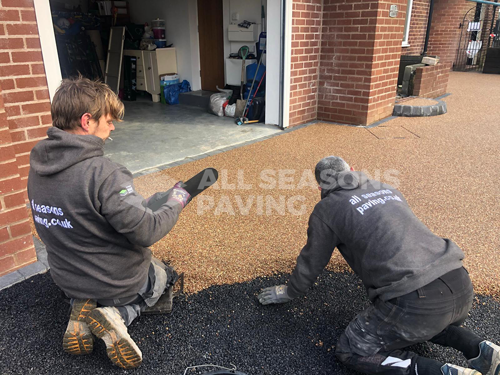 near complete rose resin driveway