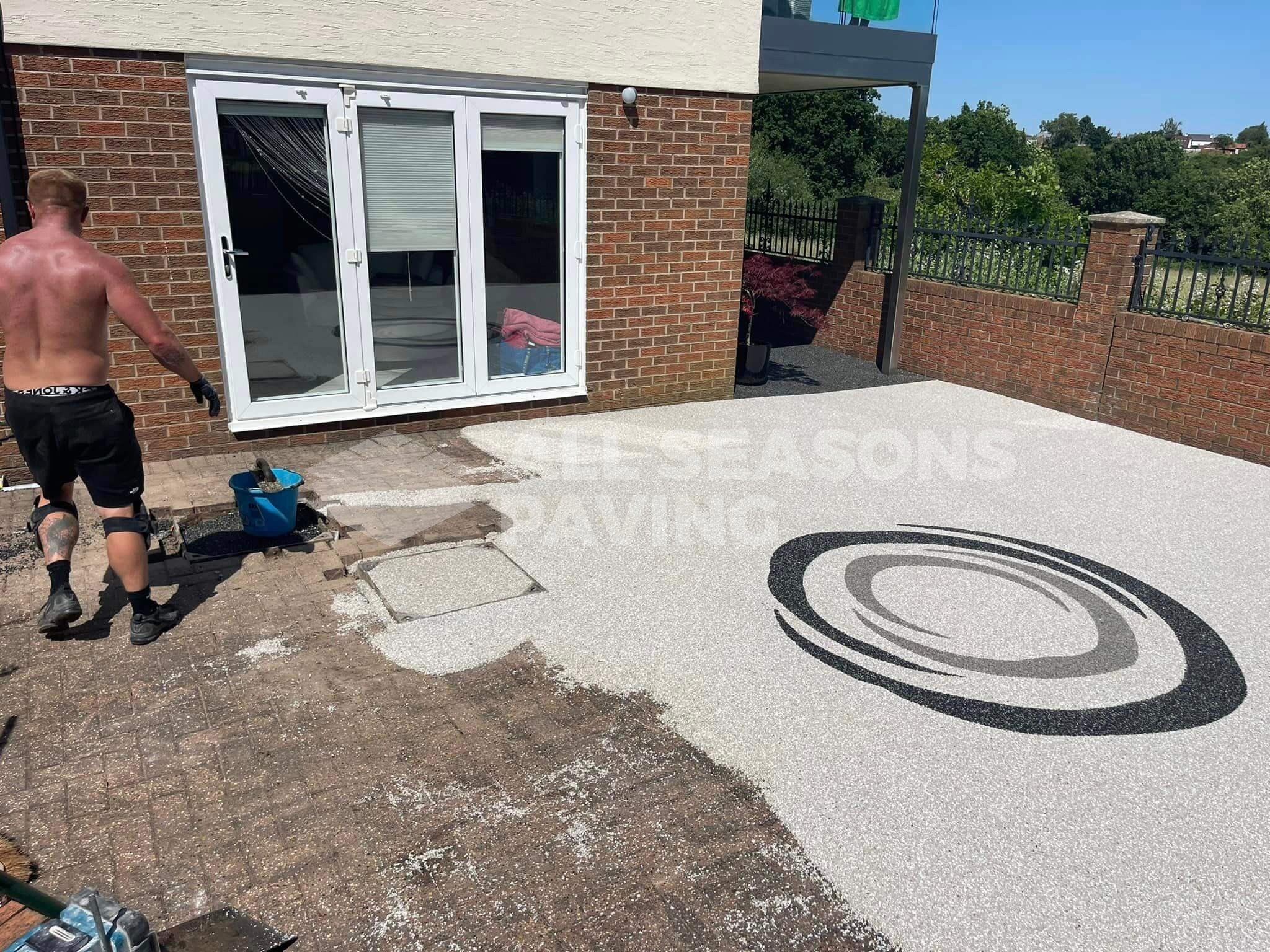 resin patio design process custom stencil