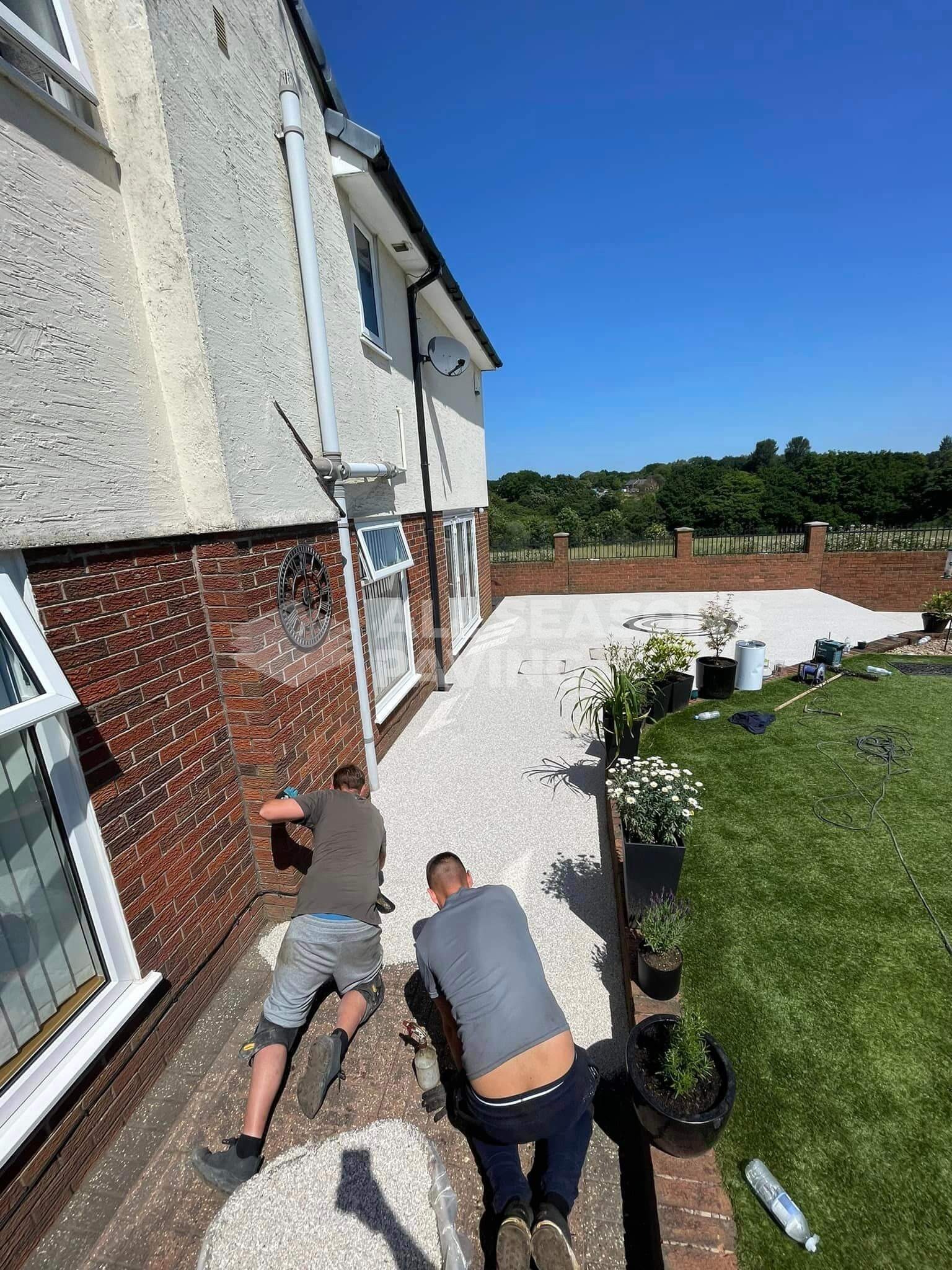 resin patio design stencil process resin