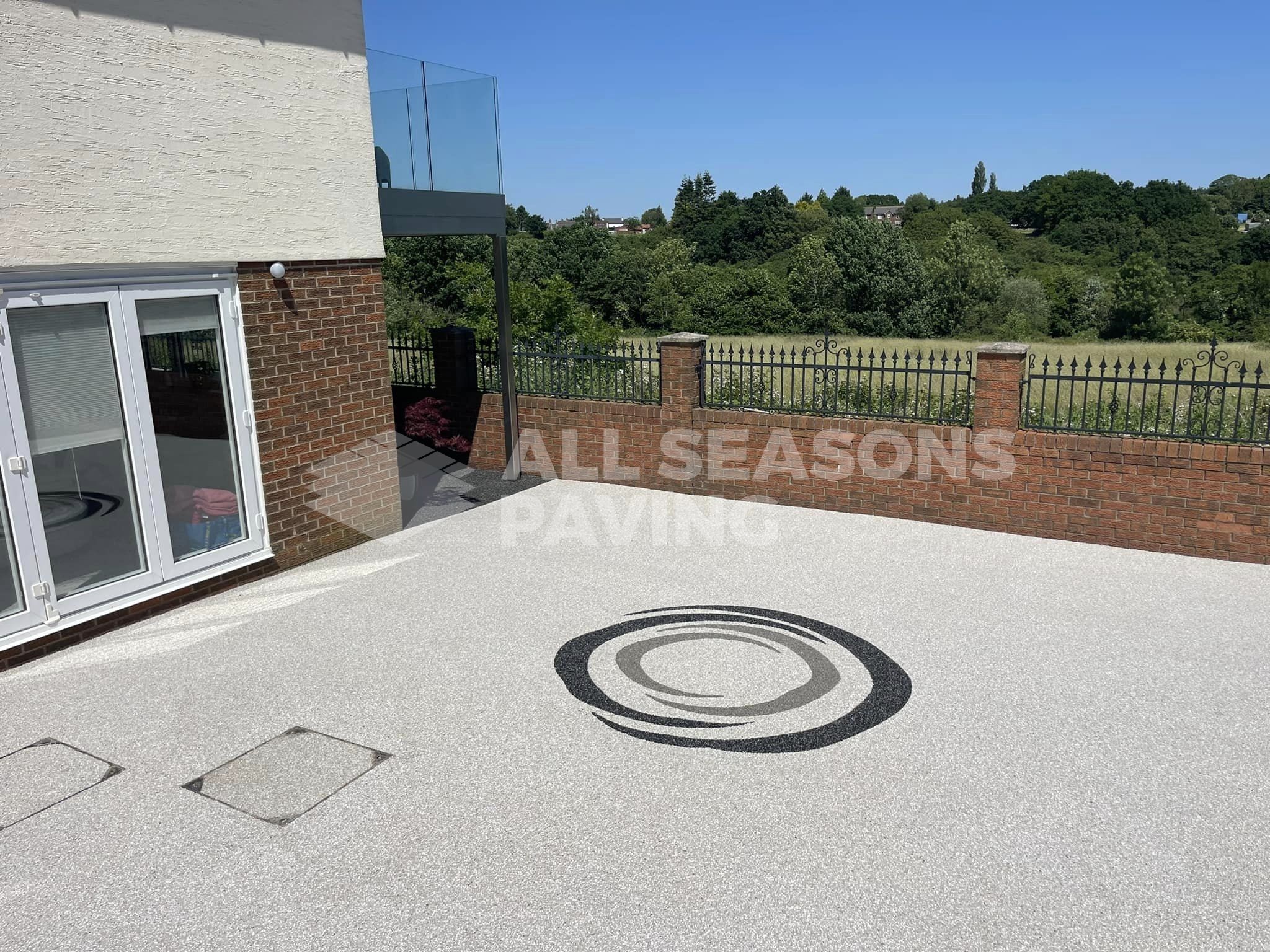 resin patio design with custom stencil